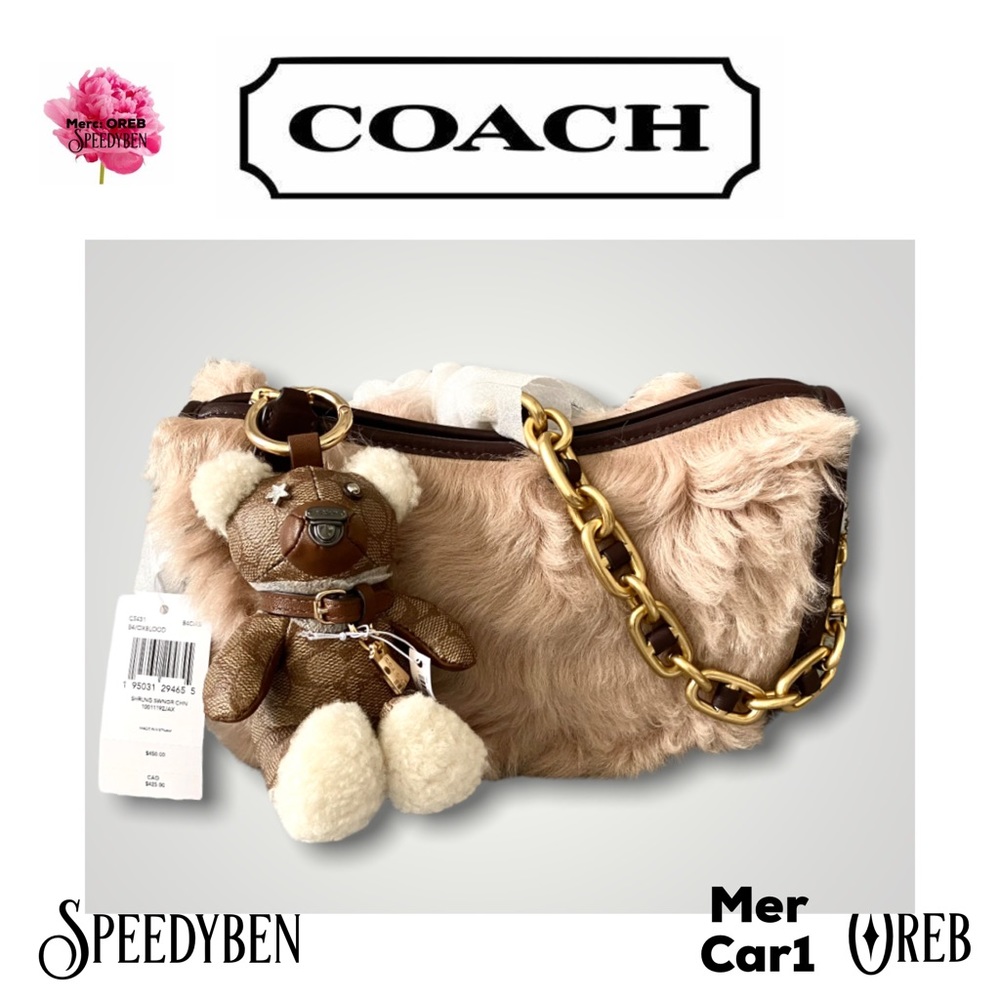 Coach Oxblood Shearling Swinger bag NWT